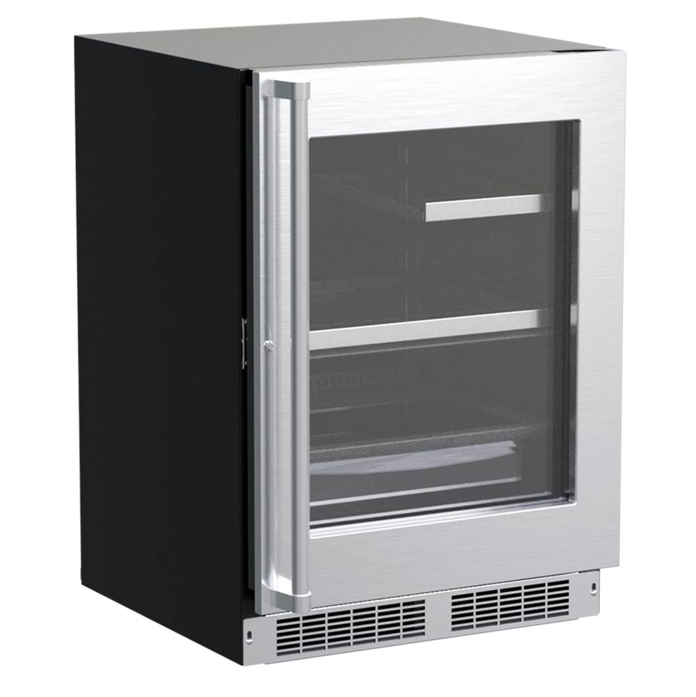 Marvel 24'' Marvel Professional Refrigerator, Stainless, Glass Door, Lock, Reversible Door