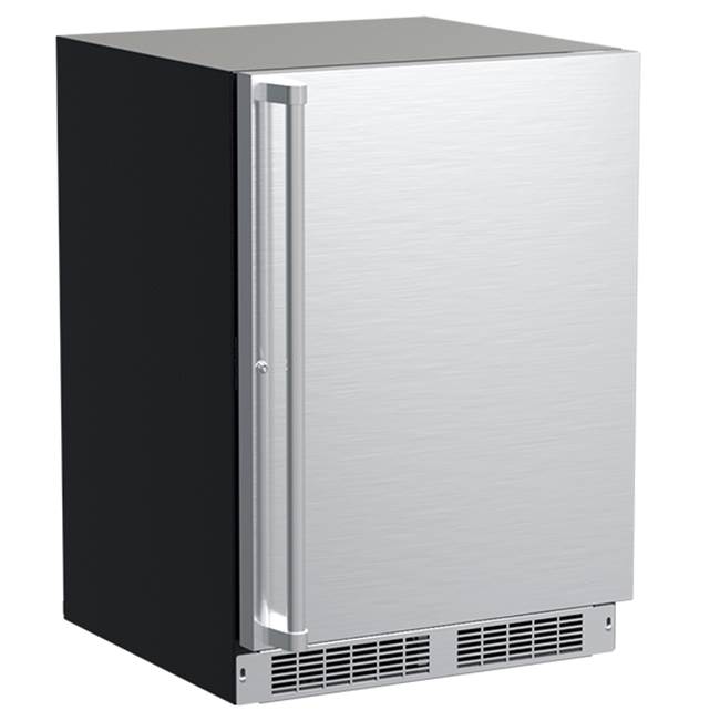 Marvel 24'' Marvel Professional Refrigerator Freezer With Ice, Stainless, Solid Door, Lock, Reversible Door