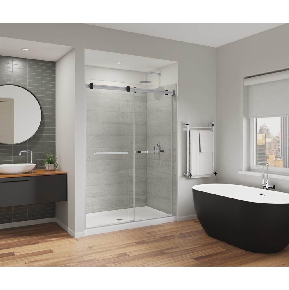 Maax Duel Alto 56-59 X 78 in. 8mm Bypass Shower Door for Alcove Installation with GlassShield® glass in Chrome & Matte Black
