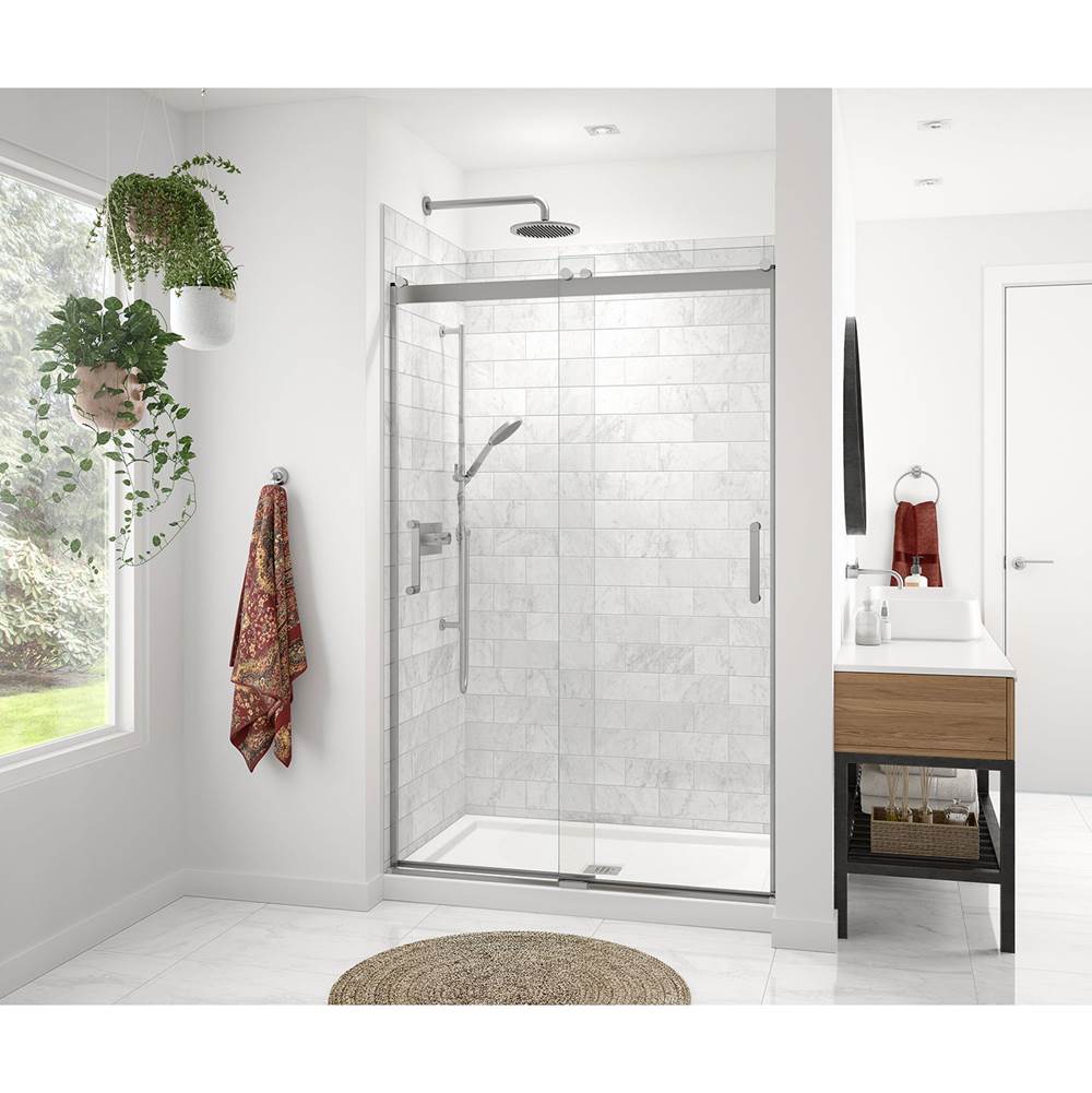 Maax Revelation Round 44-47 x 70 1/2-73 in. 6 mm Sliding Shower Door for Alcove Installation with Clear glass in Chrome