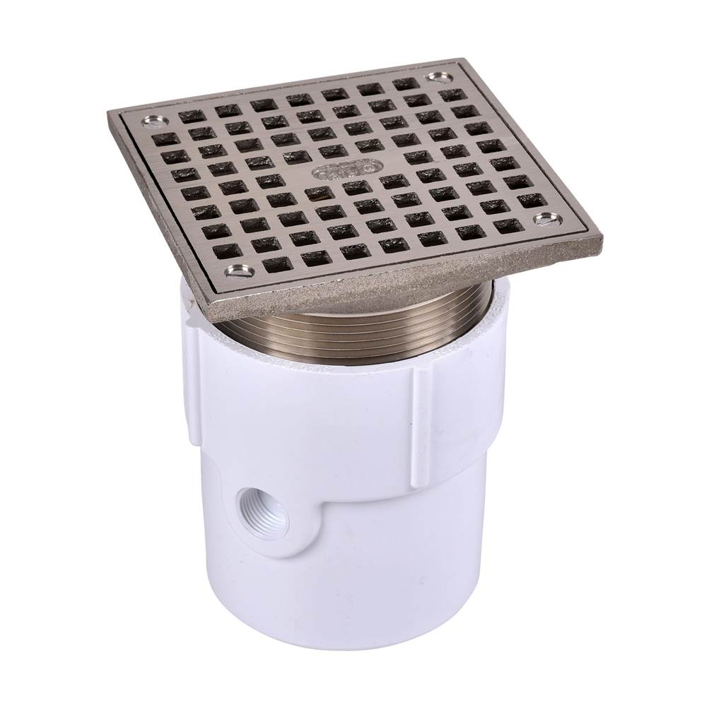 Oatey 3 Or 4 In. Adjustable Pvc Drain 5 In. Nickel Square Strainer