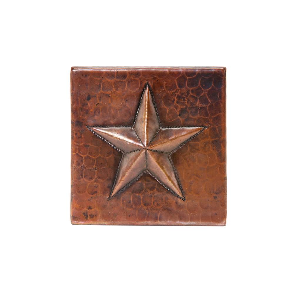 Premier Copper Products 4'' x 4'' Hammered Copper Star Tile - Quantity 8