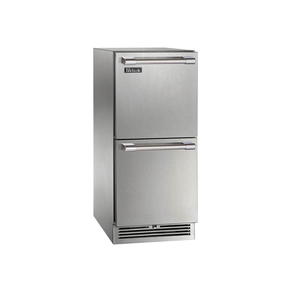 Perlick 15'' Signature Series Marine Grade Refrigerator Drawers, fully integrated panel-ready