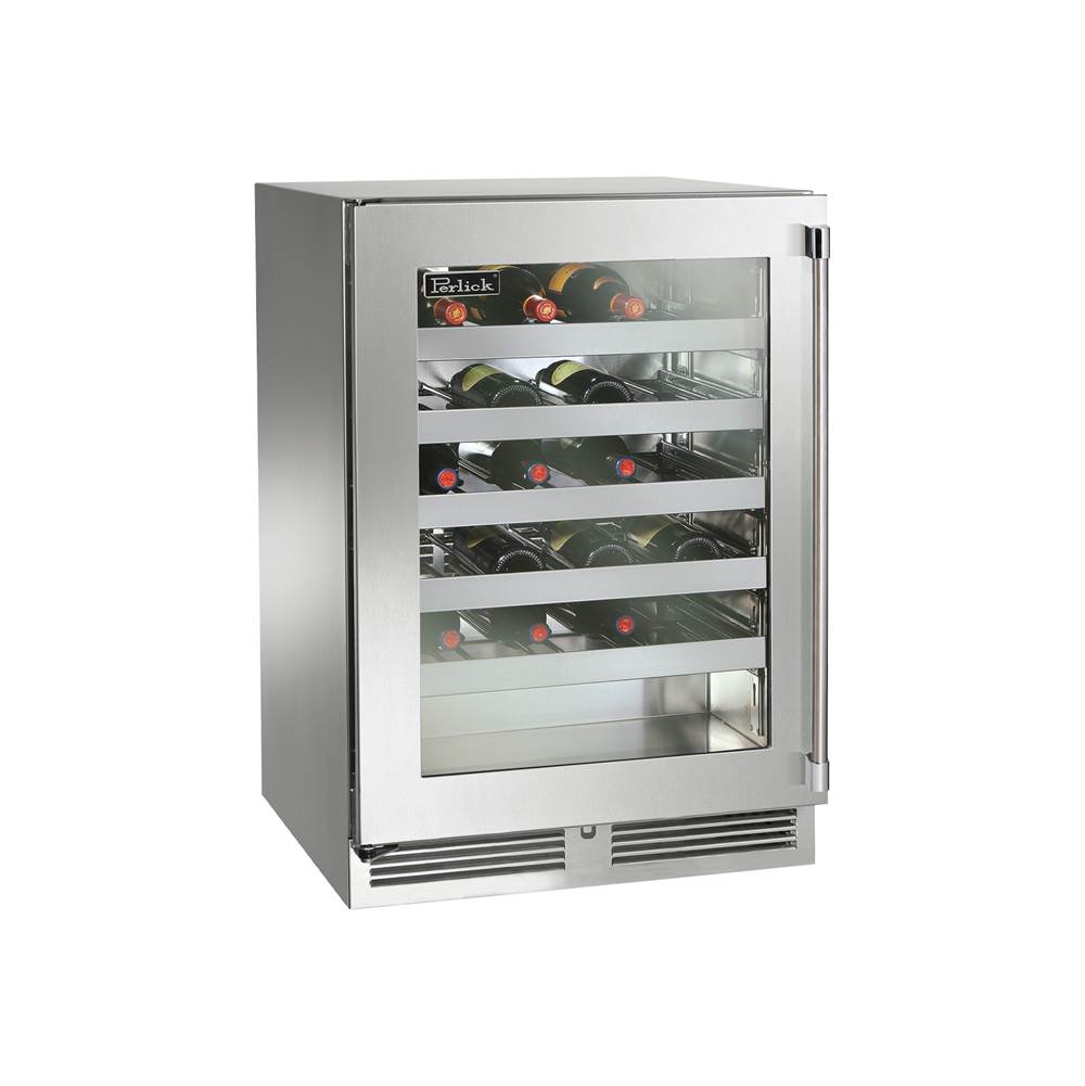 Perlick 24'' Signature Series Marine Grade Wine Reserve w/ fully integrated panel-ready glass door, hinge right