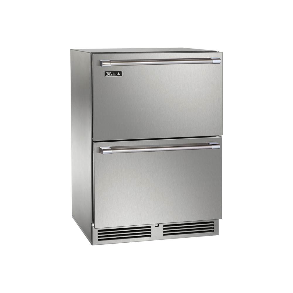 Perlick 24'' Signature Series Marine Grade Refrigerator Drawers, stainless steel