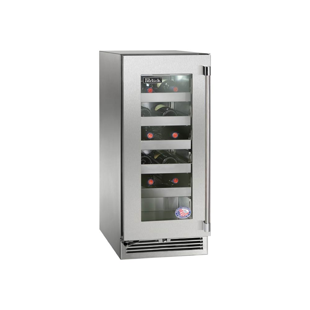 Perlick 15'' Signature Series Outdoor Wine Reserve with Fully Integrated Panel-Ready Glass Door, Hinge Right