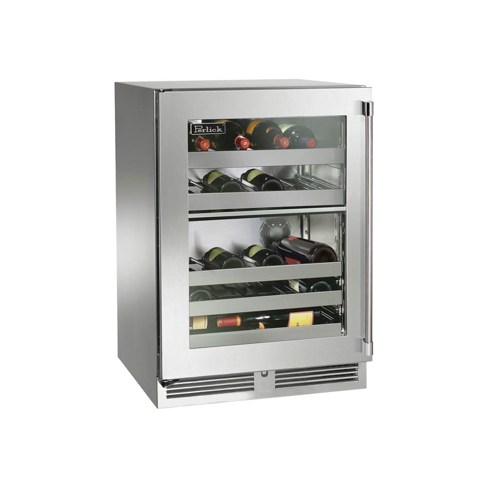 Perlick 24'' Signature Series Outdoor Dual-Zone Wine Reserve with Fully Integrated Panel-Ready Solid Door, Hinge Left