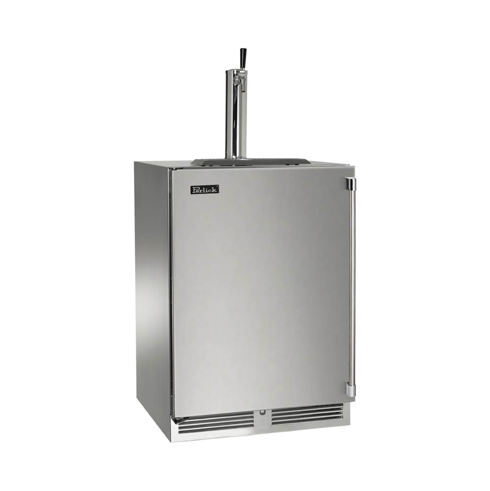 Perlick 24'' Signature Series Indoor Beer Dispenser - Single Tap with Fully Integrated Panel-Ready Solid Door, Hinge Right