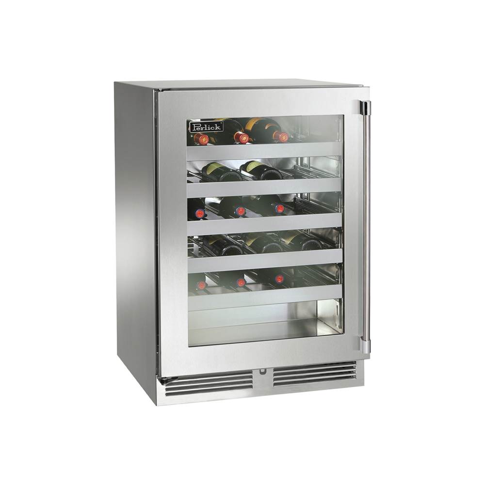 Perlick 24'' Signature Series Indoor Wine Reserve with Fully Integrated Panel-Ready Glass Door, Hinge Right