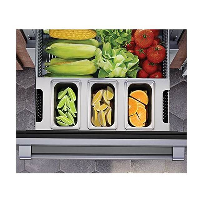 Perlick Drawer Pan Tray (Includes 3 Stainless Steel Pans, 3 Stain-Resistant Covers and Pan Tray) for 24'' Drawer Models