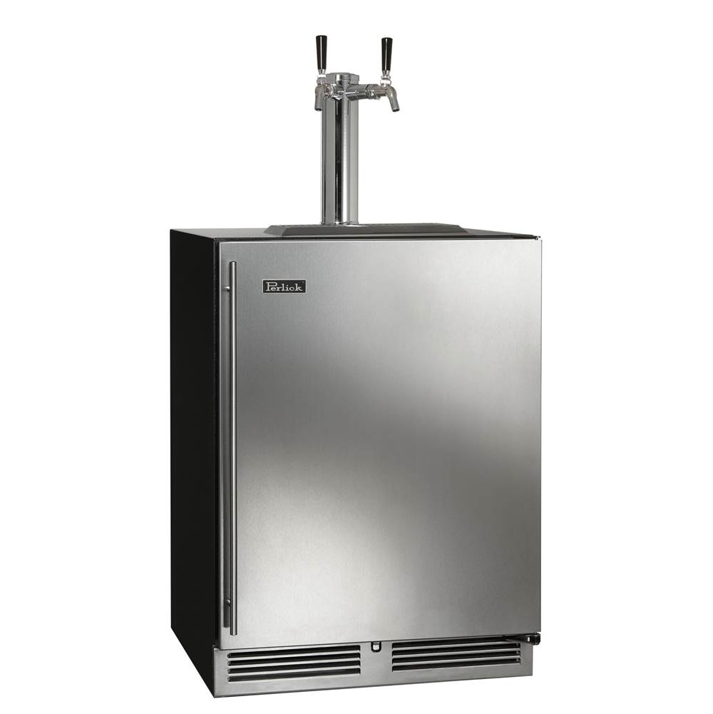 Perlick 24'' C-Series Indoor Beer Dispenser - Dual Tap with Fully Integrated Panel Ready Solid Door, Hinge Right