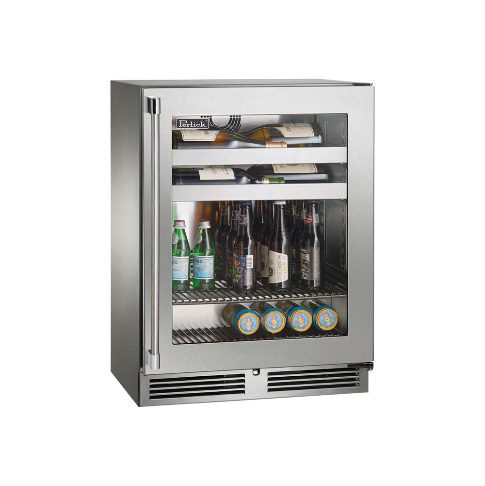Perlick Signature Series Shallow Depth 18'' Depth Indoor Beverage Center with Fully Integrated Panel Ready Solid Door, Hinge Left, with Lock
