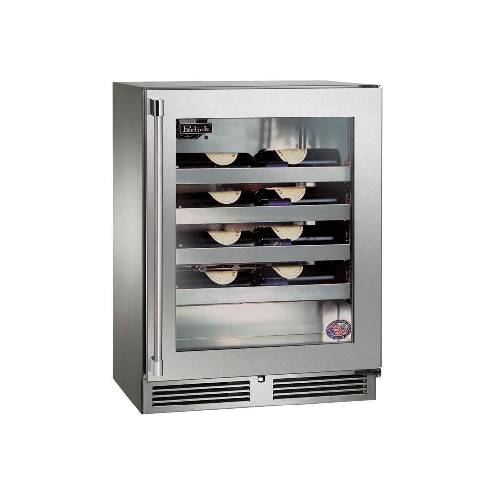 Perlick Signature Series Shallow Depth 18'' Depth Outdoor Wine Reserve with Fully Integrated Panel Ready Solid Door, Hinge Right, with Lock