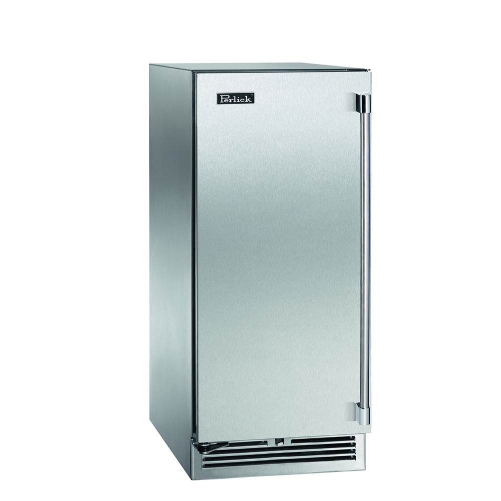 Perlick 15'' Signature Series Outdoor Refrigerator with Stainless Steel Solid Door, Hinge Left, with Lock