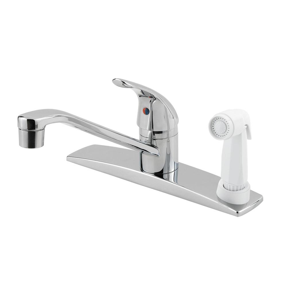 Pfister G134-3444 - Chrome - Single Handle Kitchen Faucet with Spray