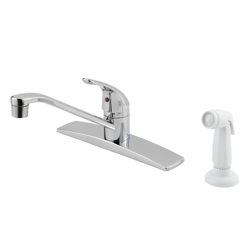 Pfister G134-4444 - Chrome - Single Handle Kitchen Faucet with Spray