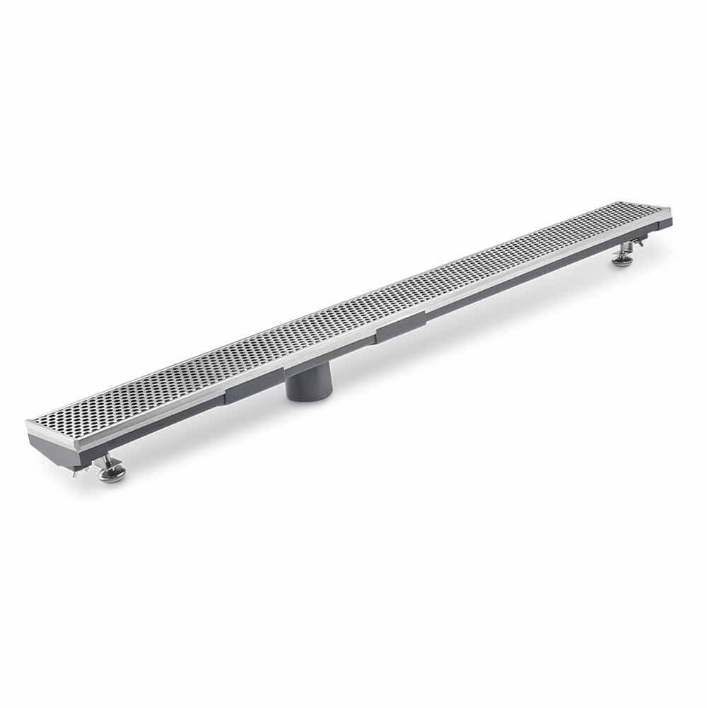QM Drain Lagos Series. 48'' Adjustable Kit (3'' High Flow outlet):  Perforated Line. Satin