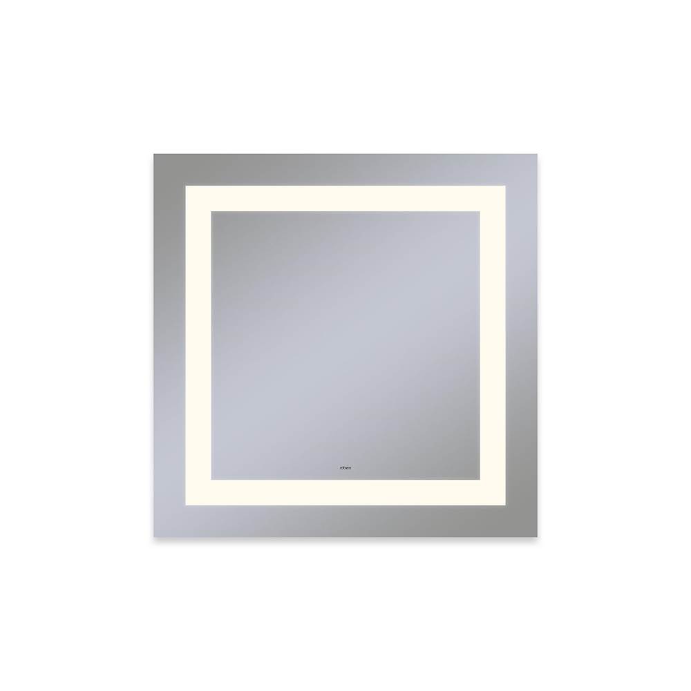 Robern Vitality Lighted Mirror, 30'' x 30'' x 1-3/4'', Rectangle, Inset Light Pattern, 2700K Temperature (Warm Light), Dimmable, Defogger