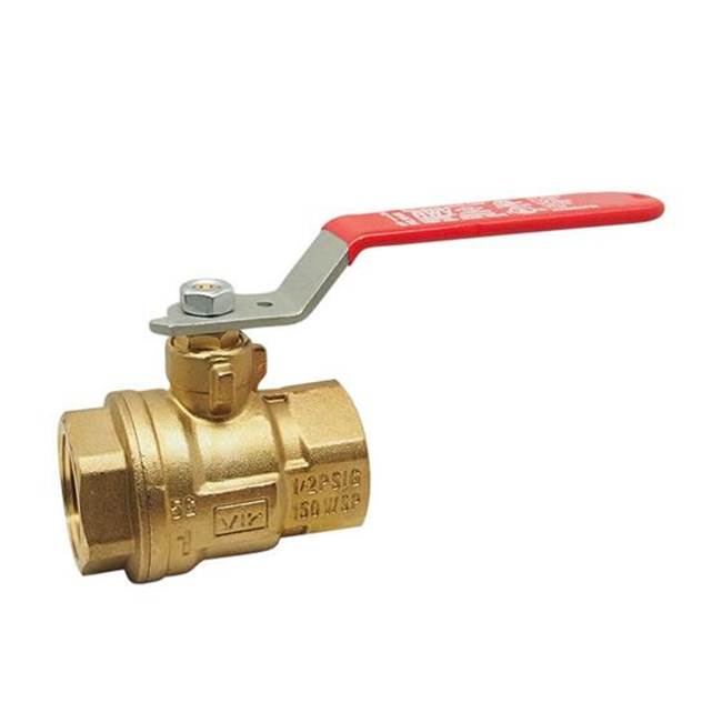 Red-White Valve 2 IN 150# WSP/600# WOG Brass Body,  Threaded Ends,  Chrome-Plated Ball,  PTFE Seats