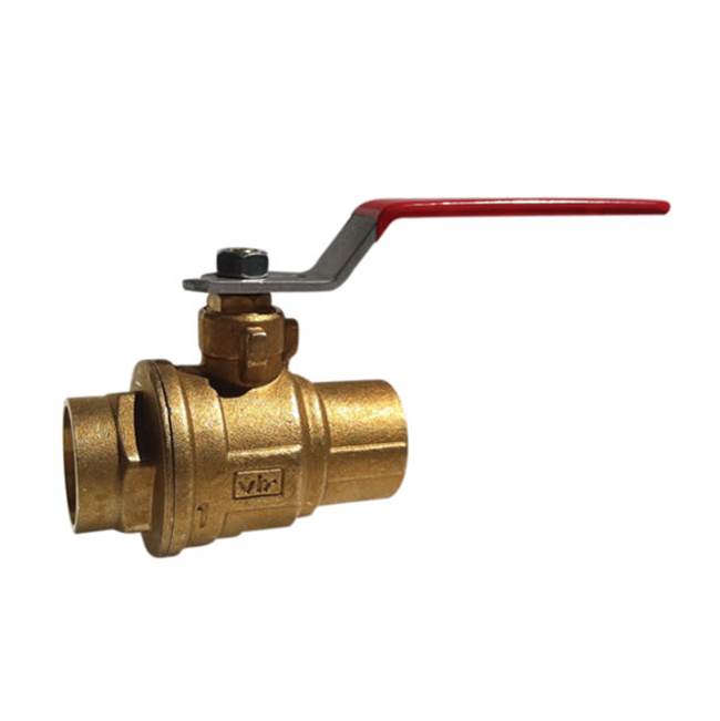 Red-White Valve 1/2 IN 150# WSP/600# WOG Brass Body,  Sweat Ends,  Chrome-Plated Ball,  PTFE Seats