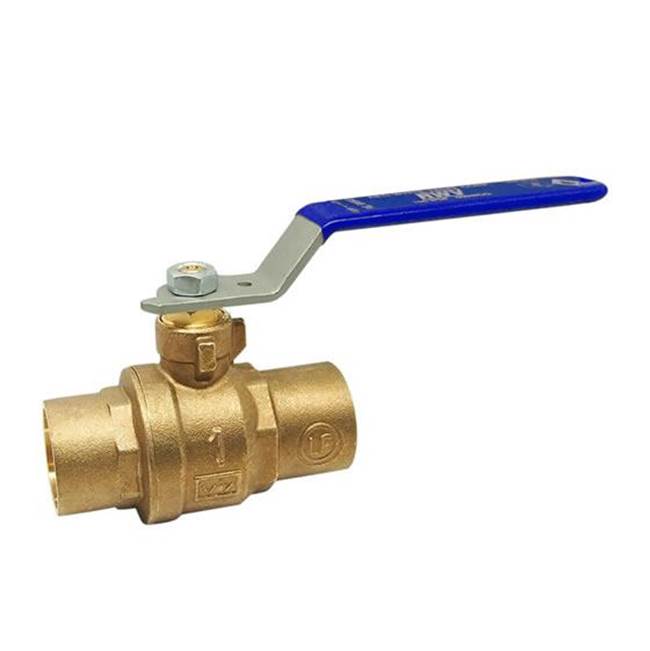 Red-White Valve 1 1/4 IN 150# WSP/600# WOG Brass Body,  Solder Ends,  Chrome-Plated Ball,  PTFE Seats