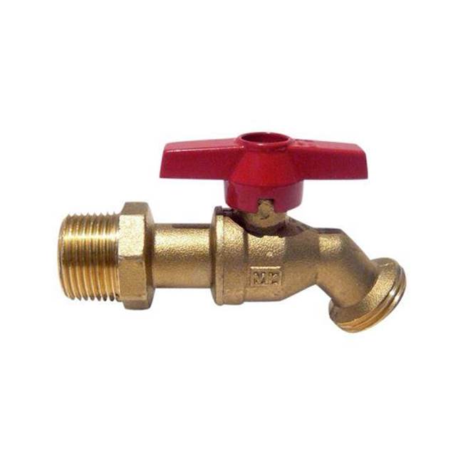 Red-White Valve 1/2 IN 125#CWP,  Brass Body,  No-Kink Spout,  Male Thd. x Hose (with CxC)*