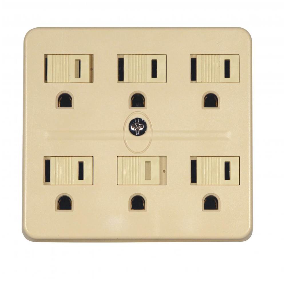 Satco Ivory 6 Outlets Grd Adapter