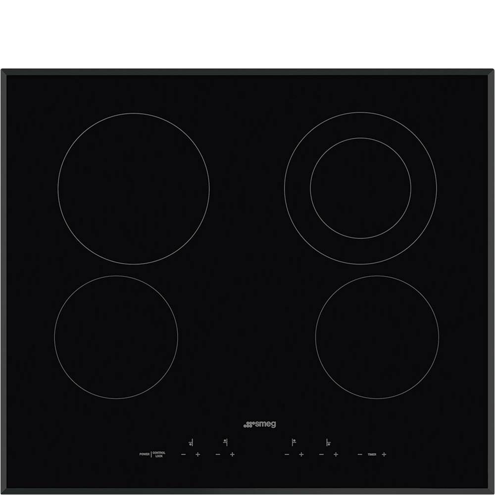 Smeg USA 60 cm (24'') Ceramic Electric Cooktop. 4 Zones. Beveled Edges. Black