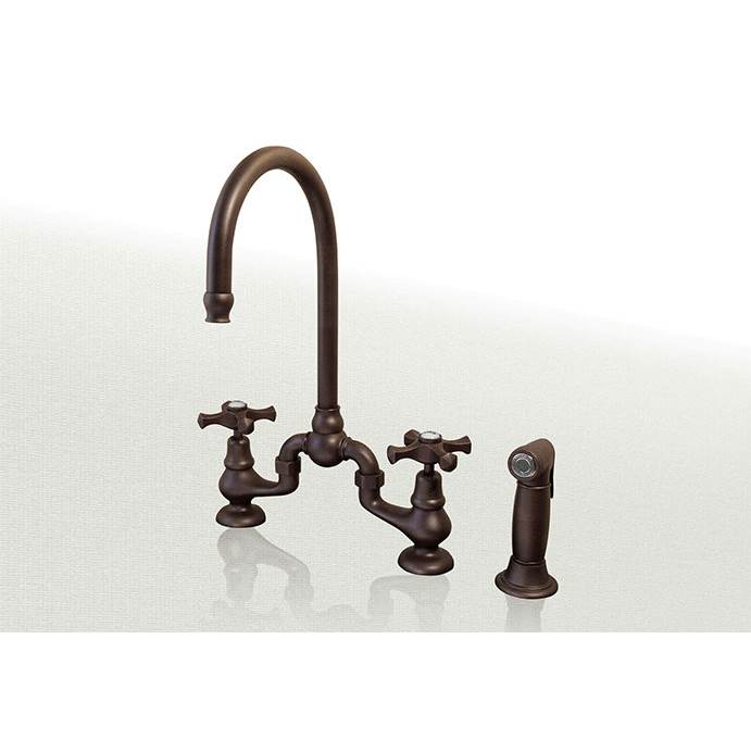 Sonoma Forge Brownstone Deck Mount Faucet With Swivel Spout And Side Spray And Ceramic Hot And Cold Buttons 6-5/8'' Center To Aerator 9-1/2'' Height, To Spout Tip