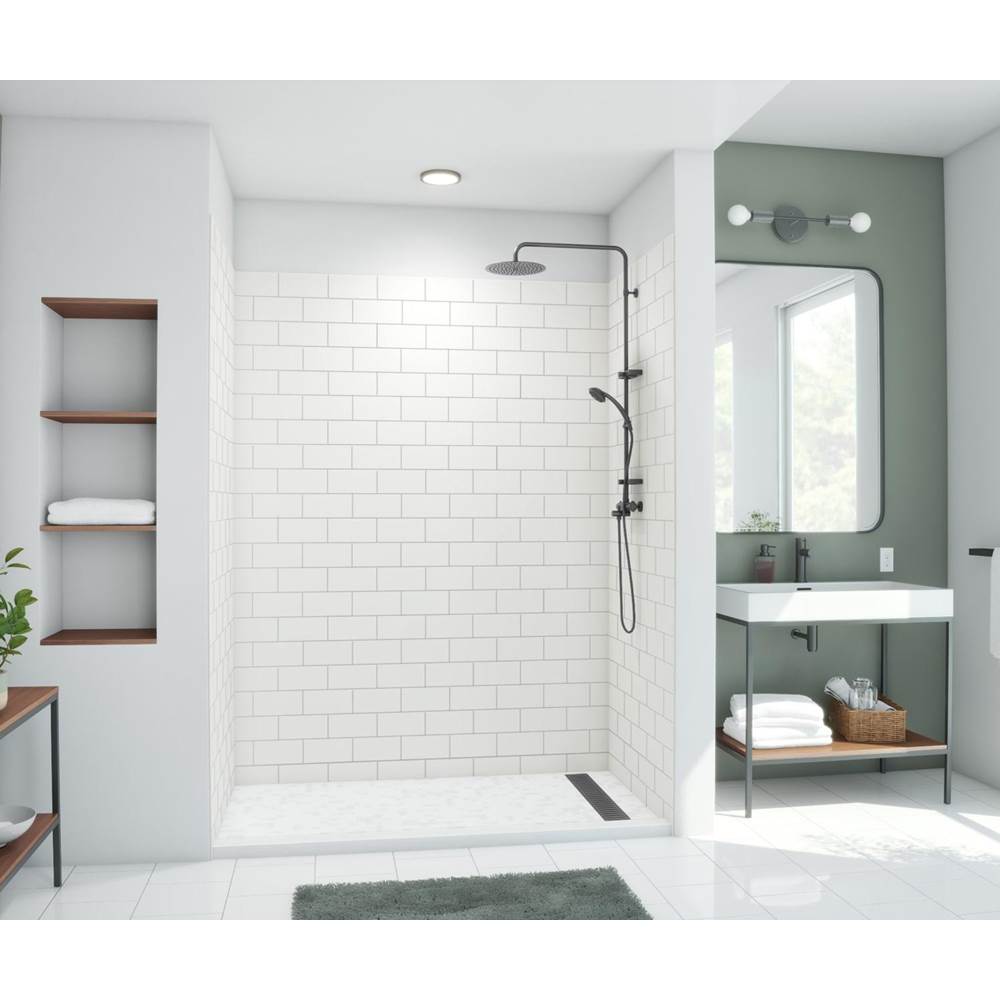 Swan MTMK84-3462 34 x 62 x 84 Swanstone® Metro Subway Tile Glue up Bathtub and Shower Wall Kit in White