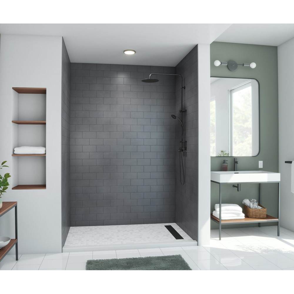 Swan MTMK96-3450 34 x 50 x 96 Swanstone® Metro Subway Tile Glue up Shower Wall Kit in Charcoal Gray