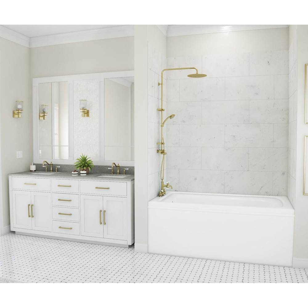 Swan TSMK72-3250 32 x 50 x 72 Swanstone® Traditional Subway Tile Glue up Bathtub and Shower Wall Kit in Carrara