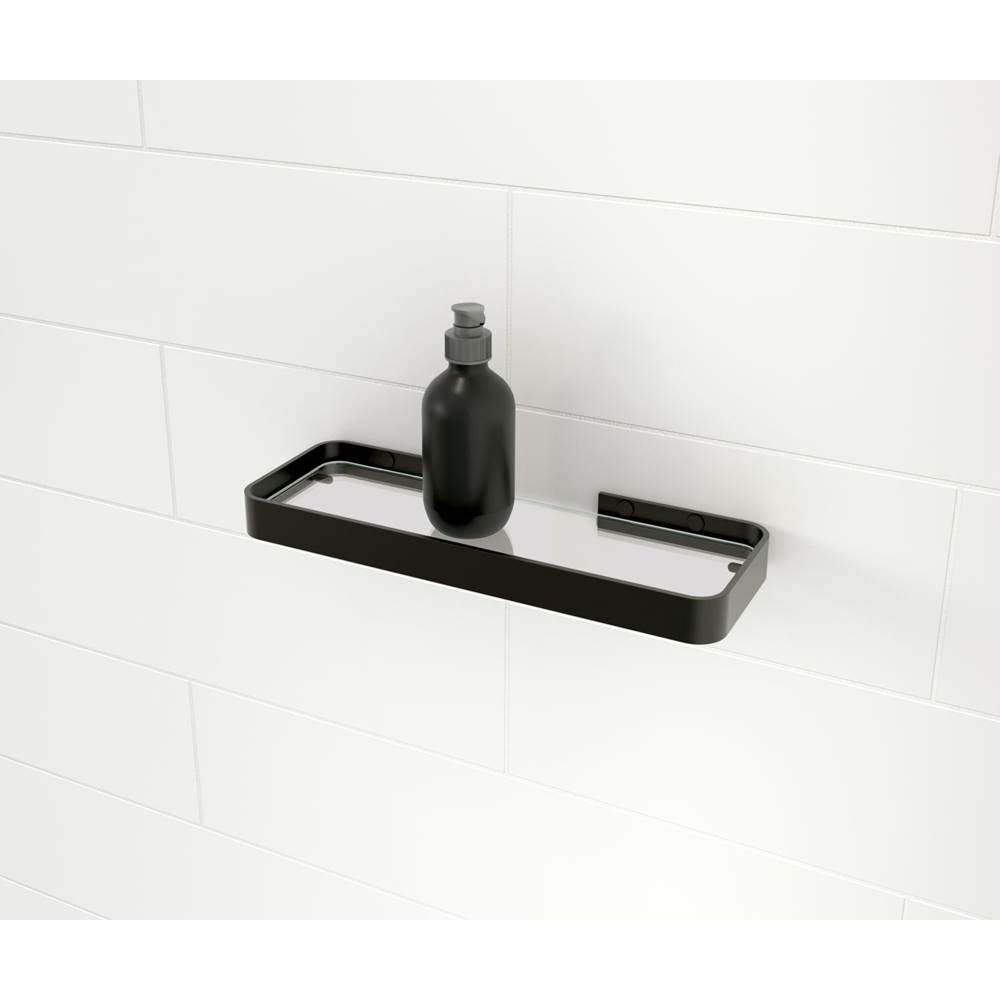 Swan Odile Suite Rectangular Shelf with Clear Glass in Matte Black