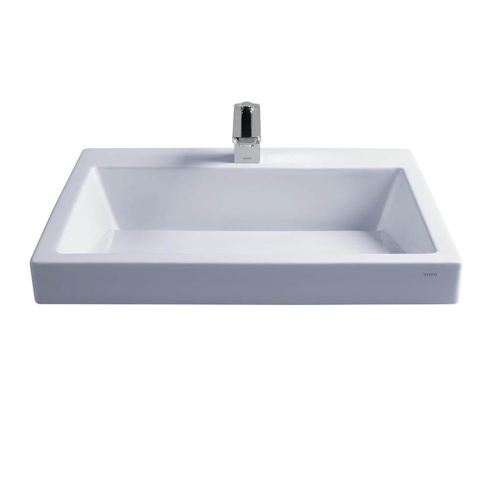 TOTO Toto® Kiwami® Renesse® Design I Rectangular Fireclay Vessel Bathroom Sink With Cefiontect For Single Hole Faucets, Cotton White