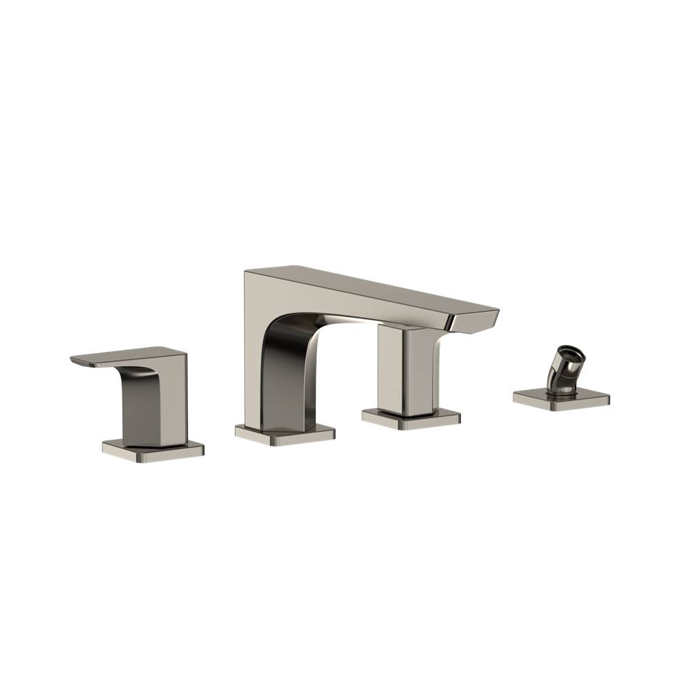 TOTO Toto® Ge Two-Handle Deck-Mount Roman Tub Filler Trim With Handshower, Polished Nickel
