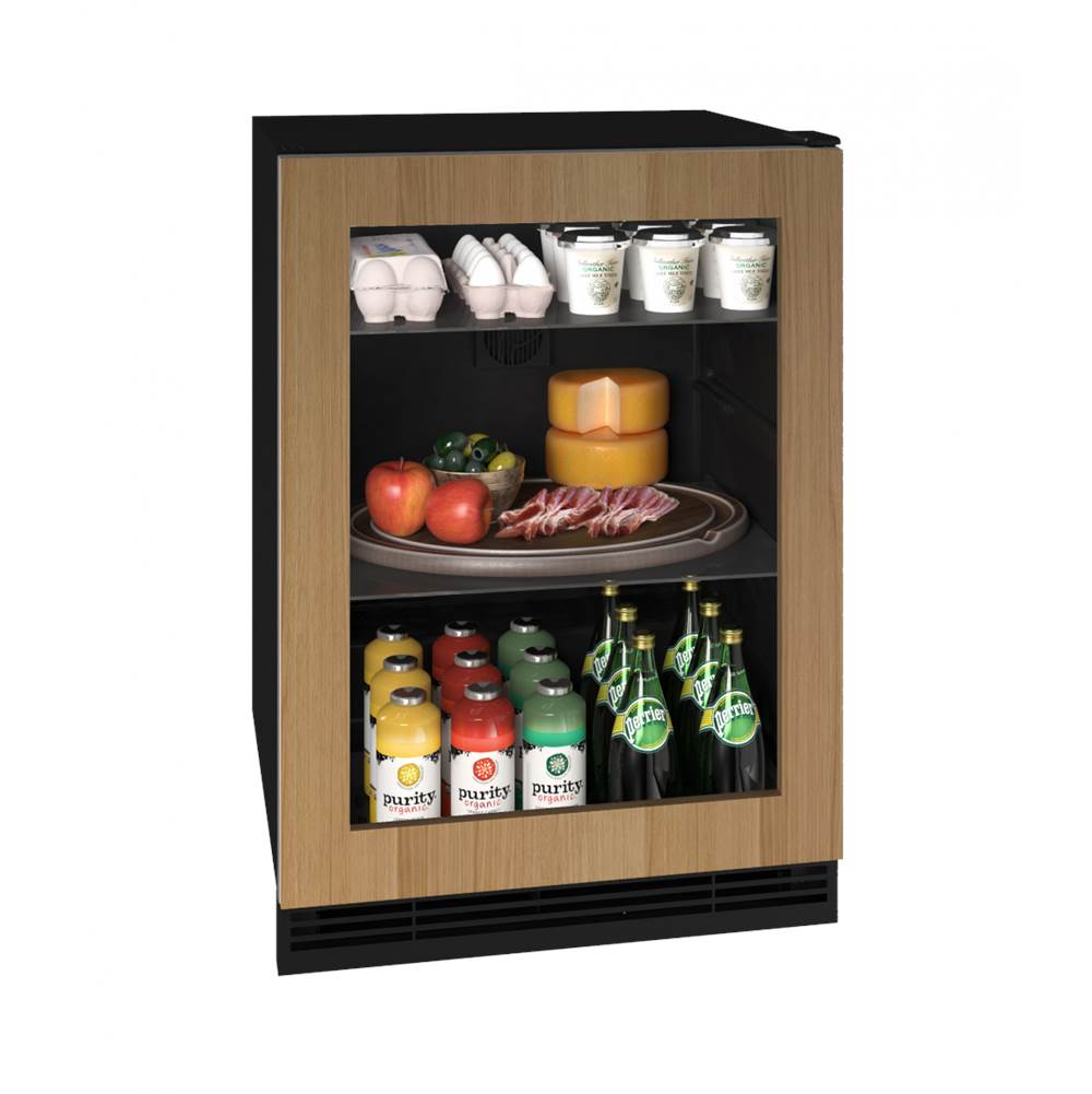 U Line Glass Refrigerator 24'' Reversible Hinge Integrated Frame 115v