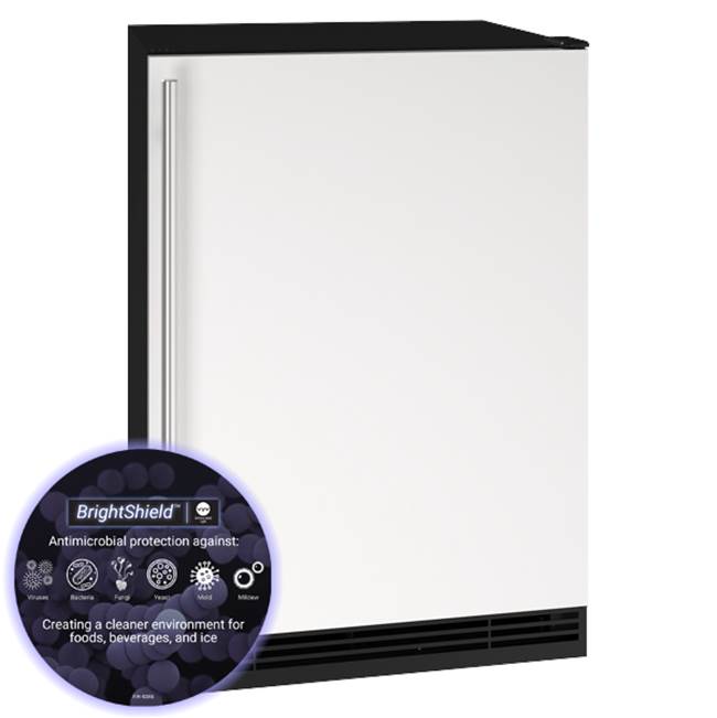 U Line Solid Refrigerator 24'' Reversible Hinge White Solid 115v BrightShield