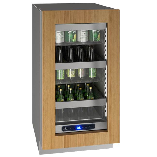 U Line Glass Refrigerator 18'' Reversible Hinge Integrated 115v