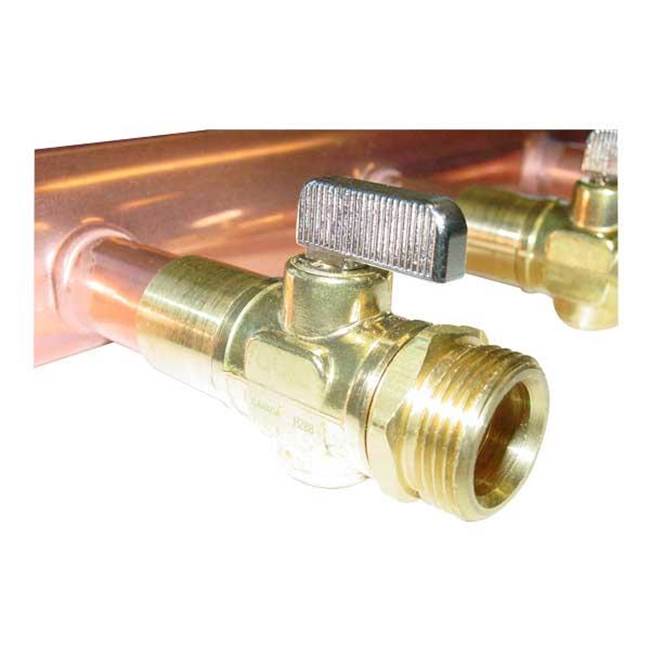 Uponor 2'' X 4' Copper Valved Manifold With R20 Threaded Ball Valves, 12 Outlets