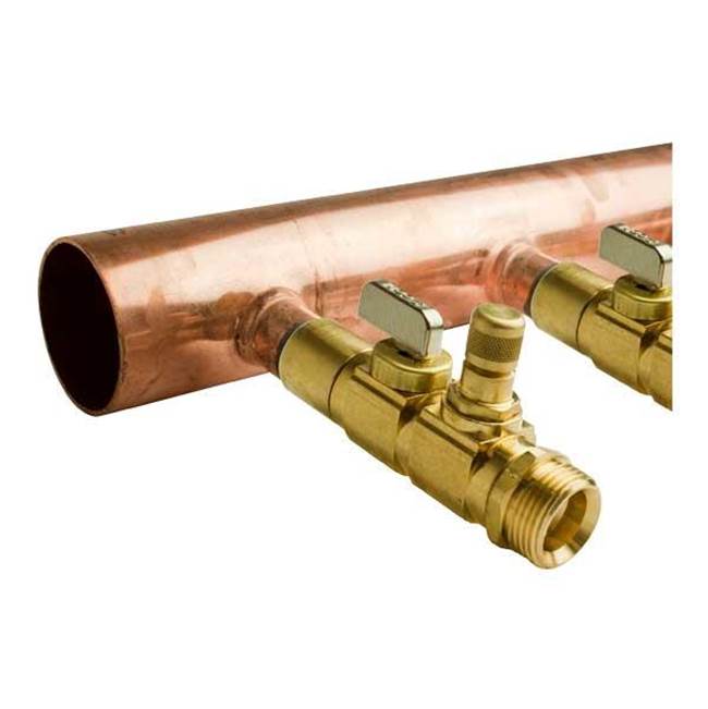Uponor 2'' X 4' Copper Valved Manifold With R20 Threaded Ball And Balancing Valves, 12 Outlets