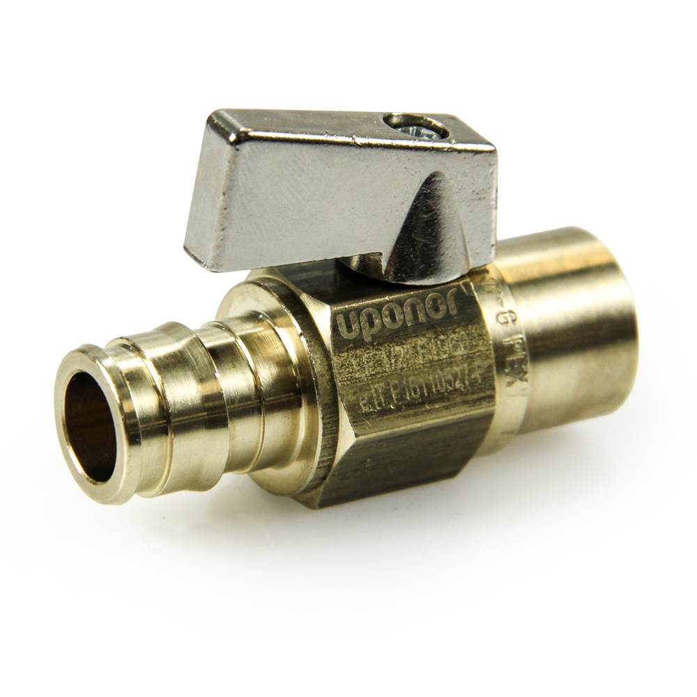 Uponor Propex Lf Brass Ball Valve, 1/2'' Pex X 1/2'' Copper Adapter