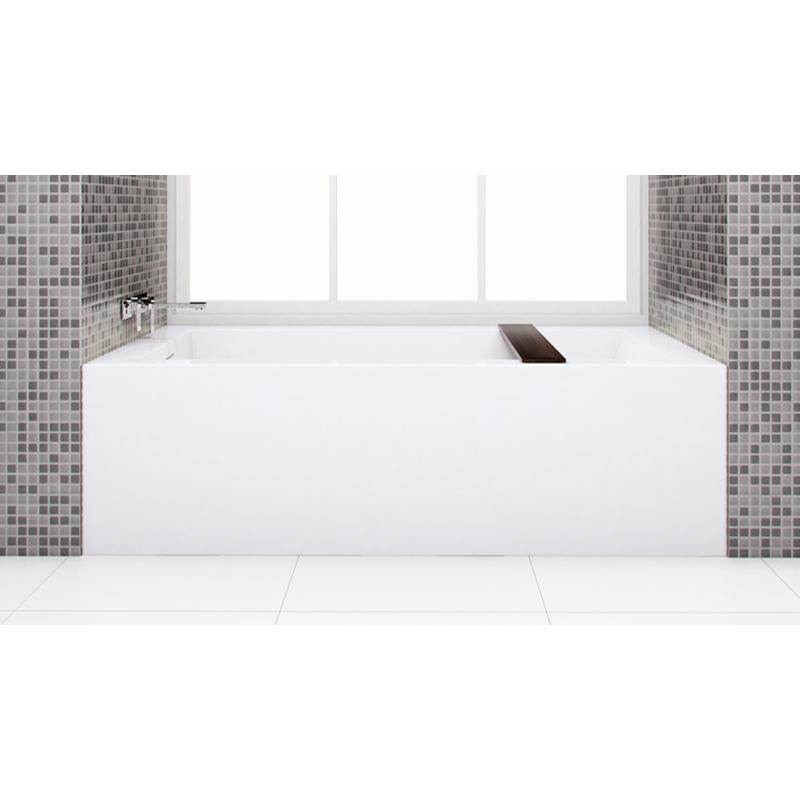 WETSTYLE Cube Bath 66 X 32 X 19.75 - 3 Walls - L Hand Drain - Built In Bn O/F & Drain - Copper Con - White True High Gloss