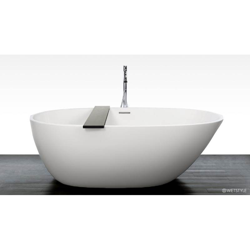 WETSTYLE Be Bath 70 X 38 X 22 - Fs  - Built In Nt O/F & Pc Drain -  Surround Wood Shelf -  Oak Smoked- White True High Gloss