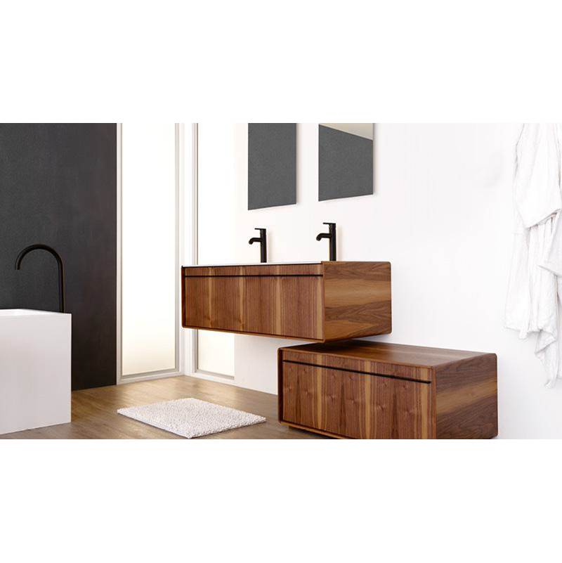 WETSTYLE Deco Vanity Freestanding 60'' - Wl Config Oak Coffee Bean And White Matte Lacquer - Satin Brass Metal