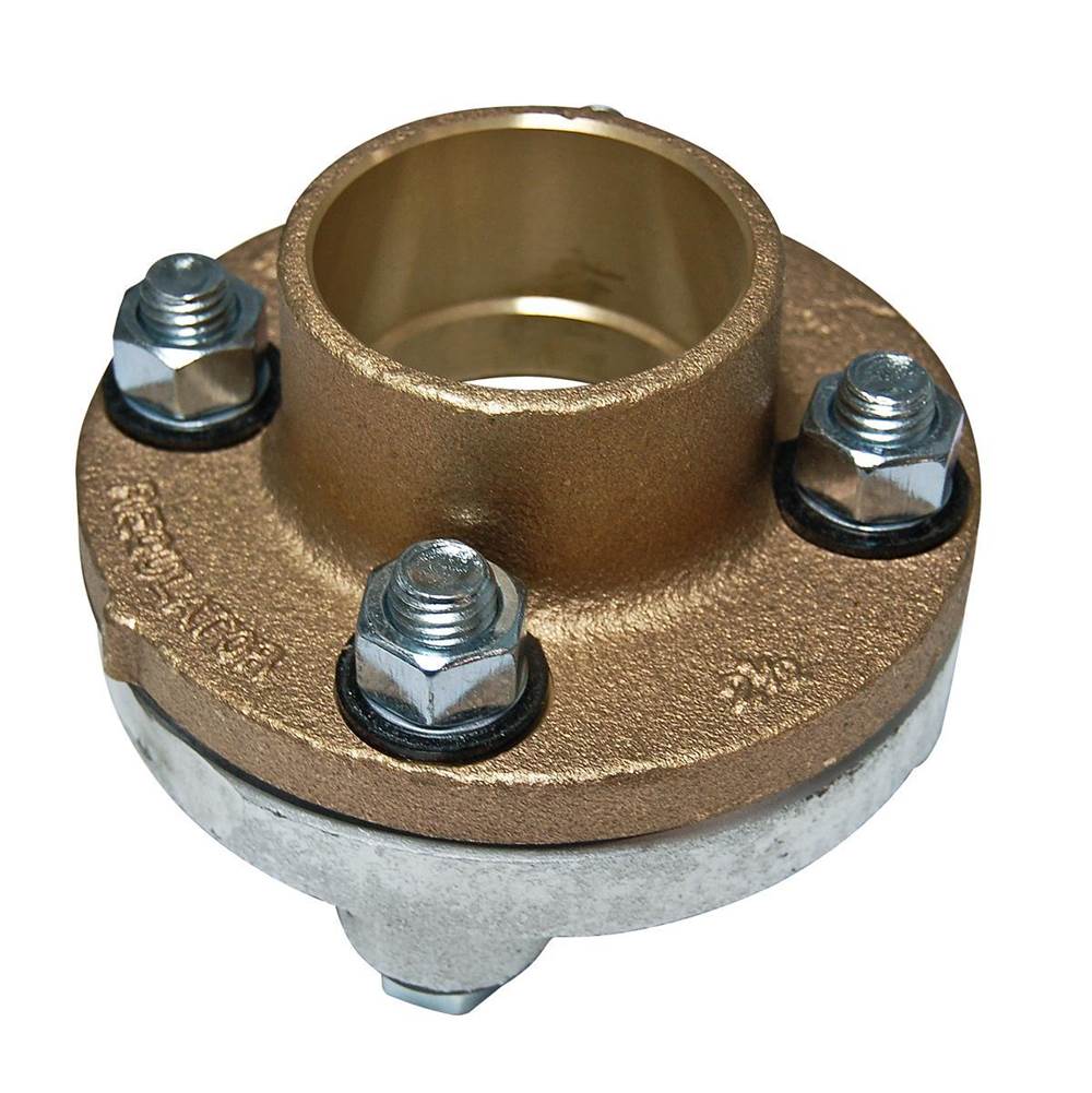 Watts 3 In Lead Free Dielectric Galvanized Iron Flange Pipe Fitting with Brass Tailpiece, Iron Pipe Thread To Copper Solder Joint