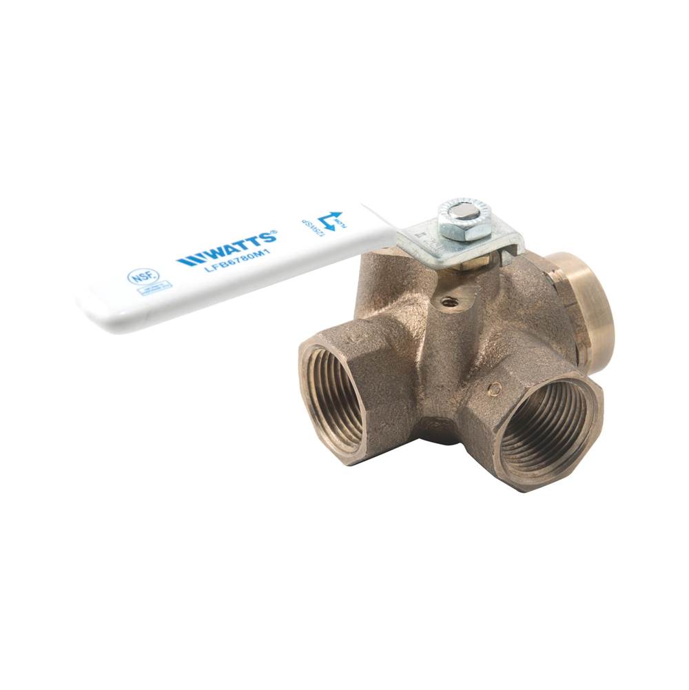 Watts 1/2 In Lead Free 2-Piece Full Port Diverter Ball Valve, Npt End Connections