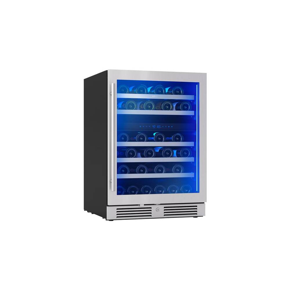 Zephyr Presrv wine cooler, 24'' compact, Stainless Steel and glass, reversible, 2 zones