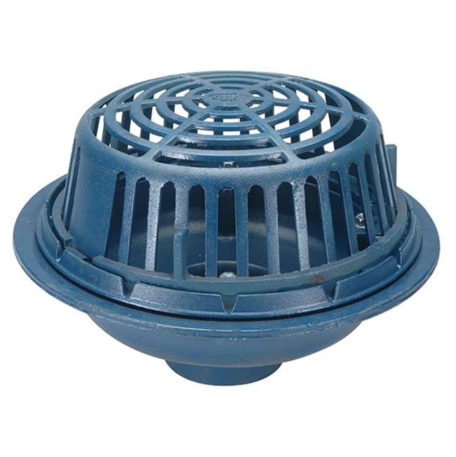Zurn Industries ZC100 15'' Diameter Roof Drain with Cast Iron Dome, 4'' No-Hub Outlet, 2'' High External Water Dam and Deck Plate